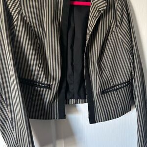 Isaac Mizrahi Black and White Striped Blazer